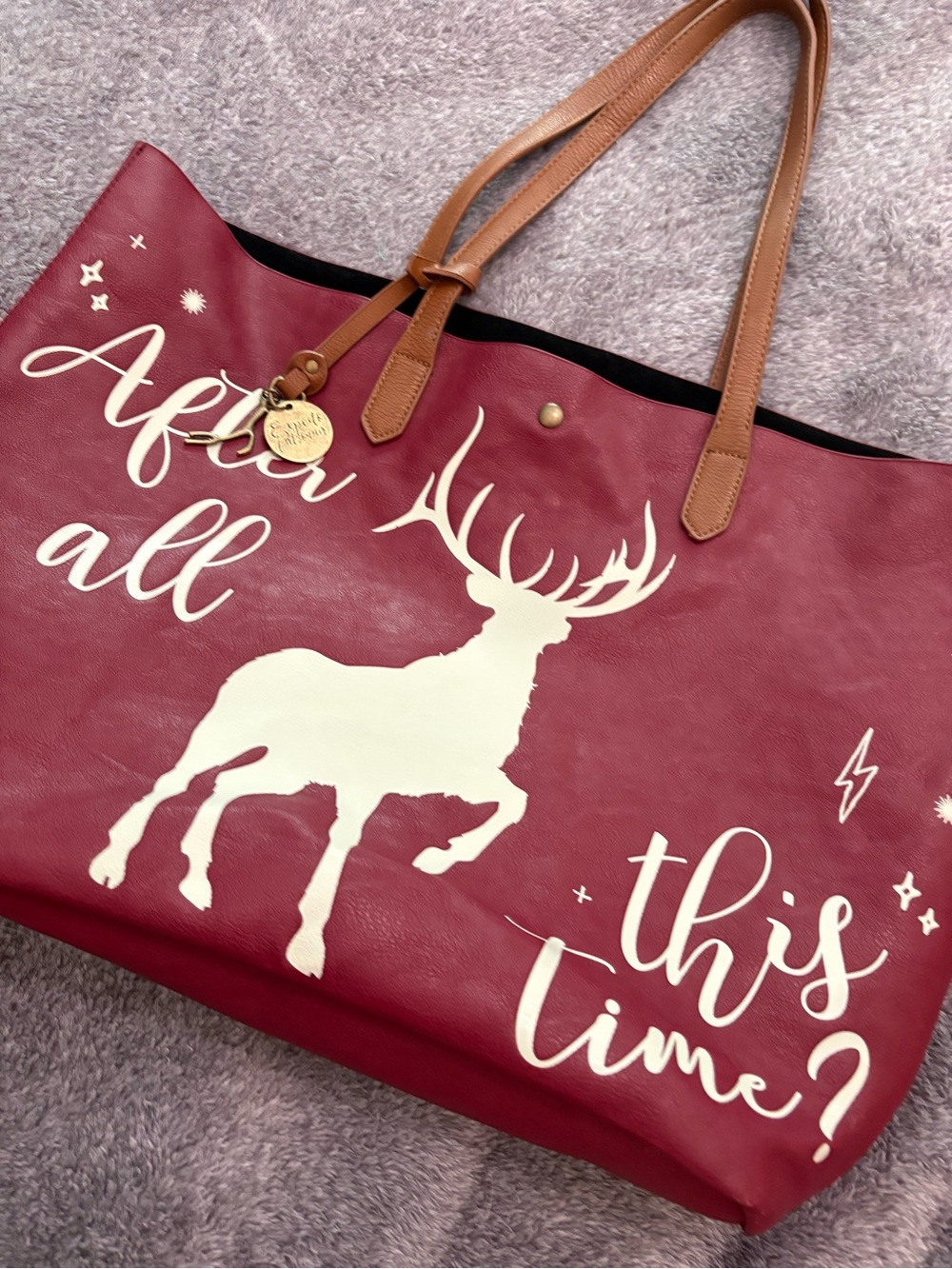Box Lunch EXCLUSIVE Harry Potter “Always” Burgundy Patronus Tote Bag - Picture 3 of 12